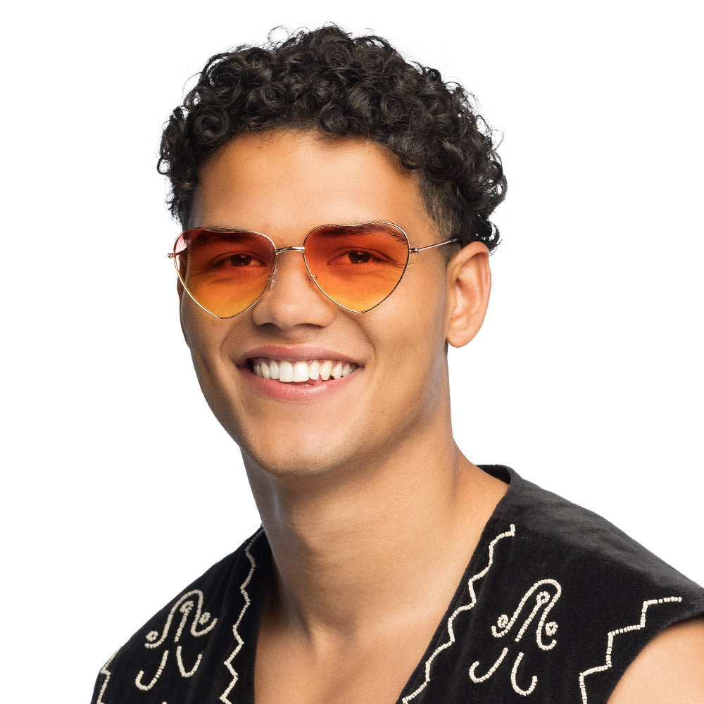 Lunettes de Soleil Cœur Dégradé Orange Rose Tendance