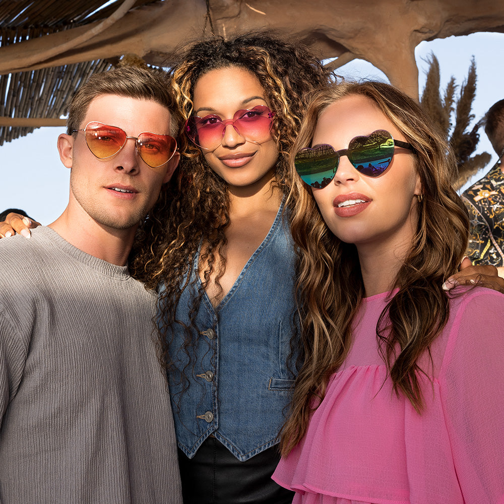 Lunettes de Soleil Cœur Dégradé Orange Rose Tendance