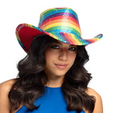 Chapeau Cowboy Sequins Arc-en-ciel - Accessoire Fête