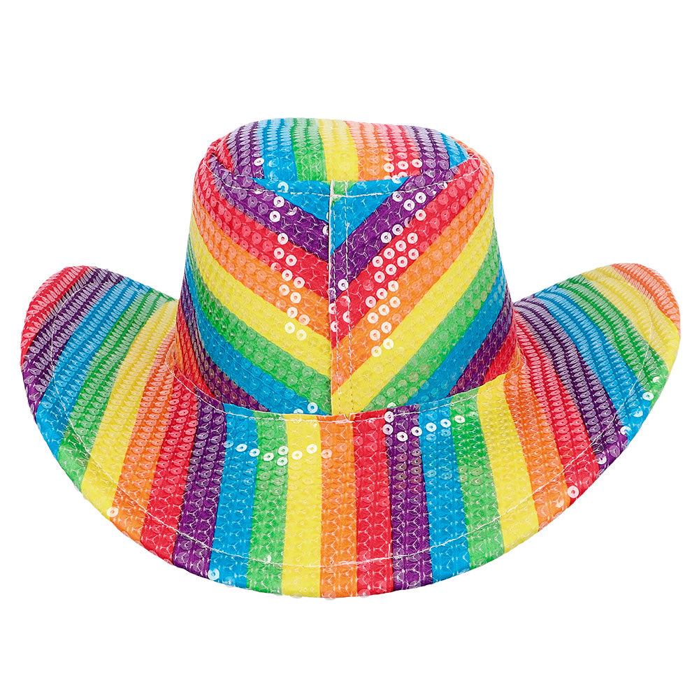 Chapeau Cowboy Sequins Arc-en-ciel - Accessoire Fête