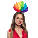 Serre-tête arc-en-ciel plumes colorées - accessoire fête