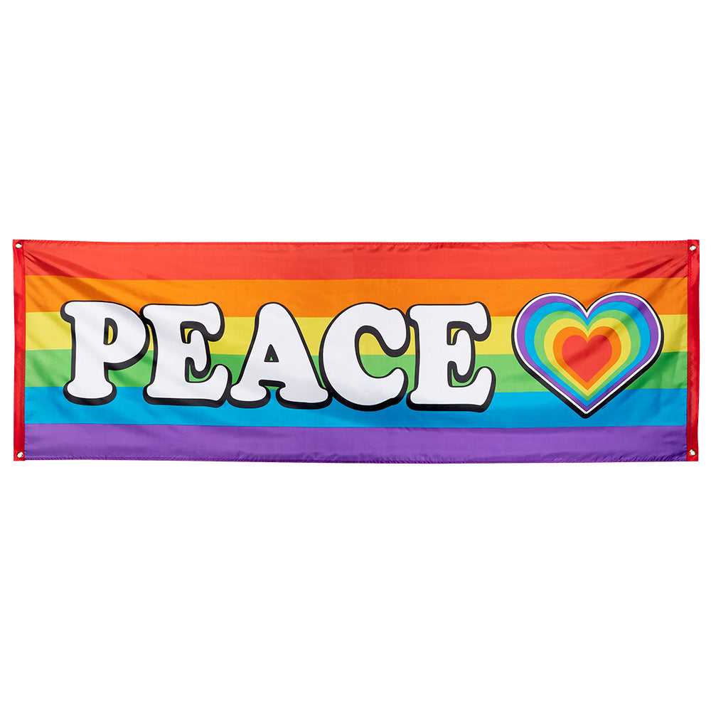 Bannière Peace Arc-en-ciel avec Cœur - Décoration Fierté