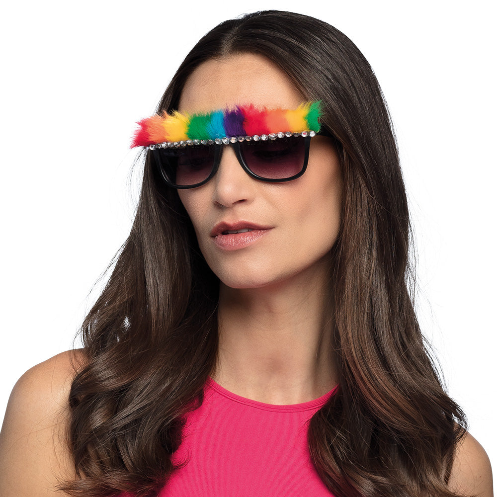 Lunettes Arc-en-ciel Strass Fluffy - Accessoire Fête Disco