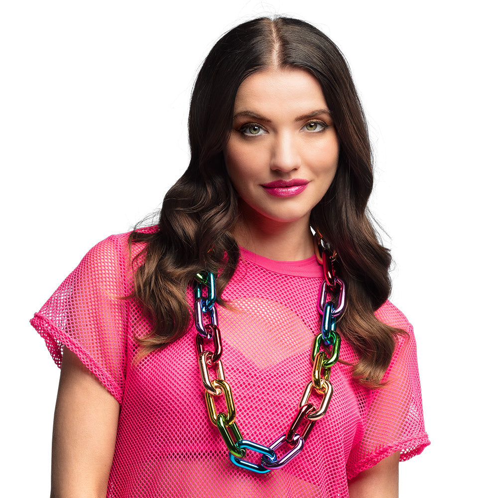 Chaîne Maillon Arc-en-ciel XXL - Collier Chaîne Colorée Disco