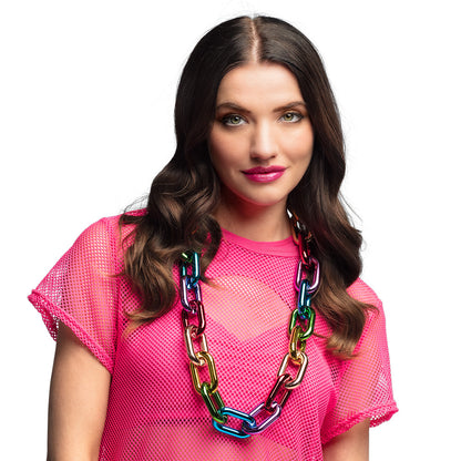 Chaîne Maillon Arc-en-ciel XXL - Collier Chaîne Colorée Disco