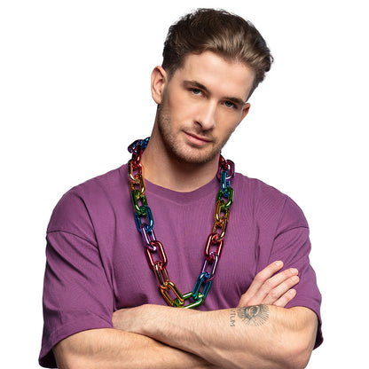 Chaîne Maillon Arc-en-ciel XXL - Collier Chaîne Colorée Disco