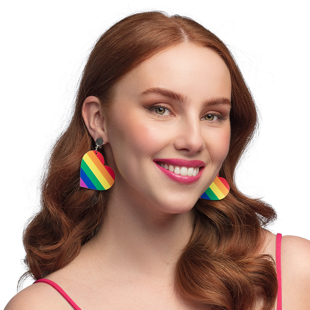 Boucles d'Oreilles Cœur Arc-en-ciel Pride LGBT
