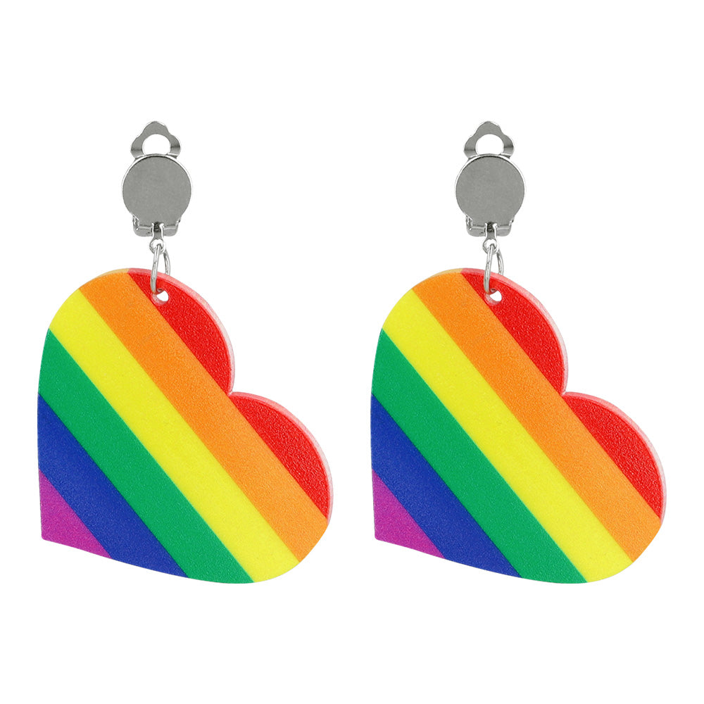 Boucles d'Oreilles Cœur Arc-en-ciel Pride LGBT