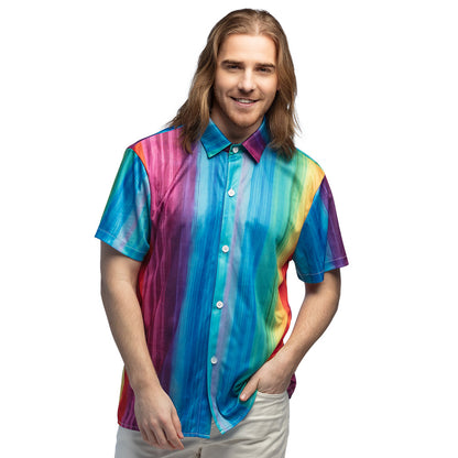 Chemise Arc-en-Ciel Manches Courtes Gradient Multicolore