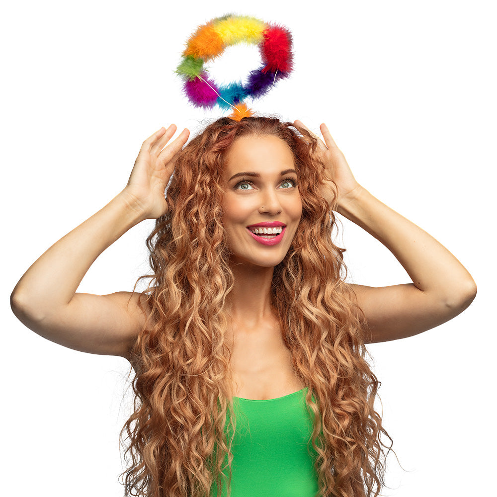 Serre-tête Rainbow Fluffy - Accessoire de fête coloré
