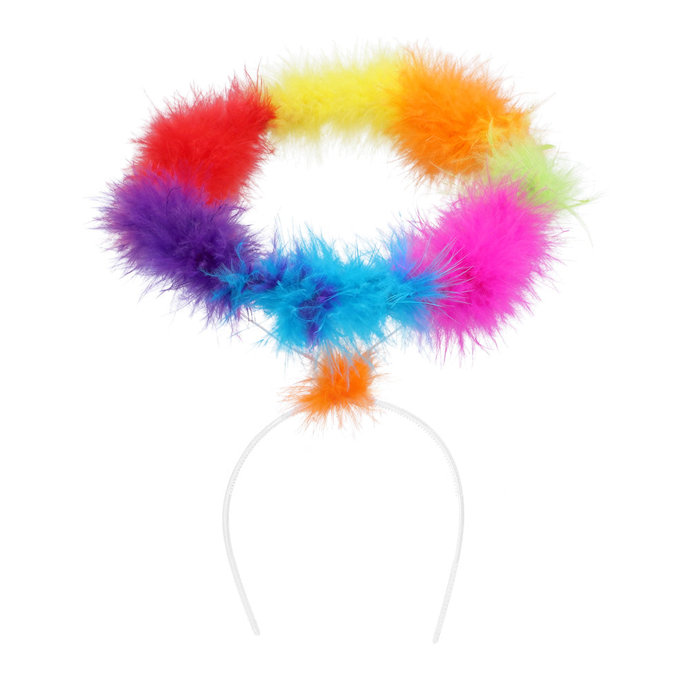 Serre-tête Rainbow Fluffy - Accessoire de fête coloré