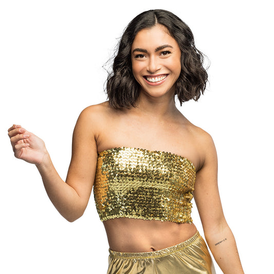 Bustier Paillettes Or Femme - Accessoire Disco Party Chic