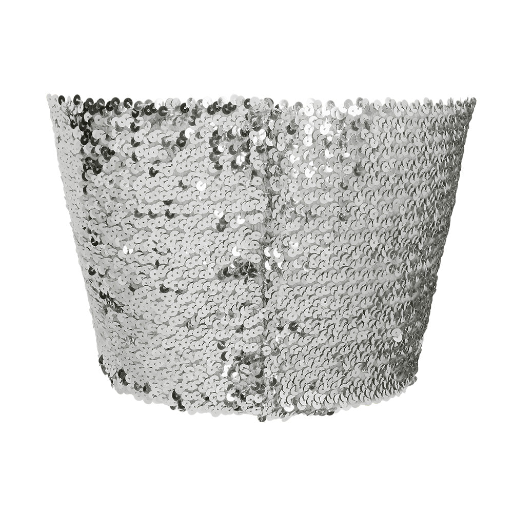 Top Paillettes Argent Stretch - Accessoire Disco Adulte