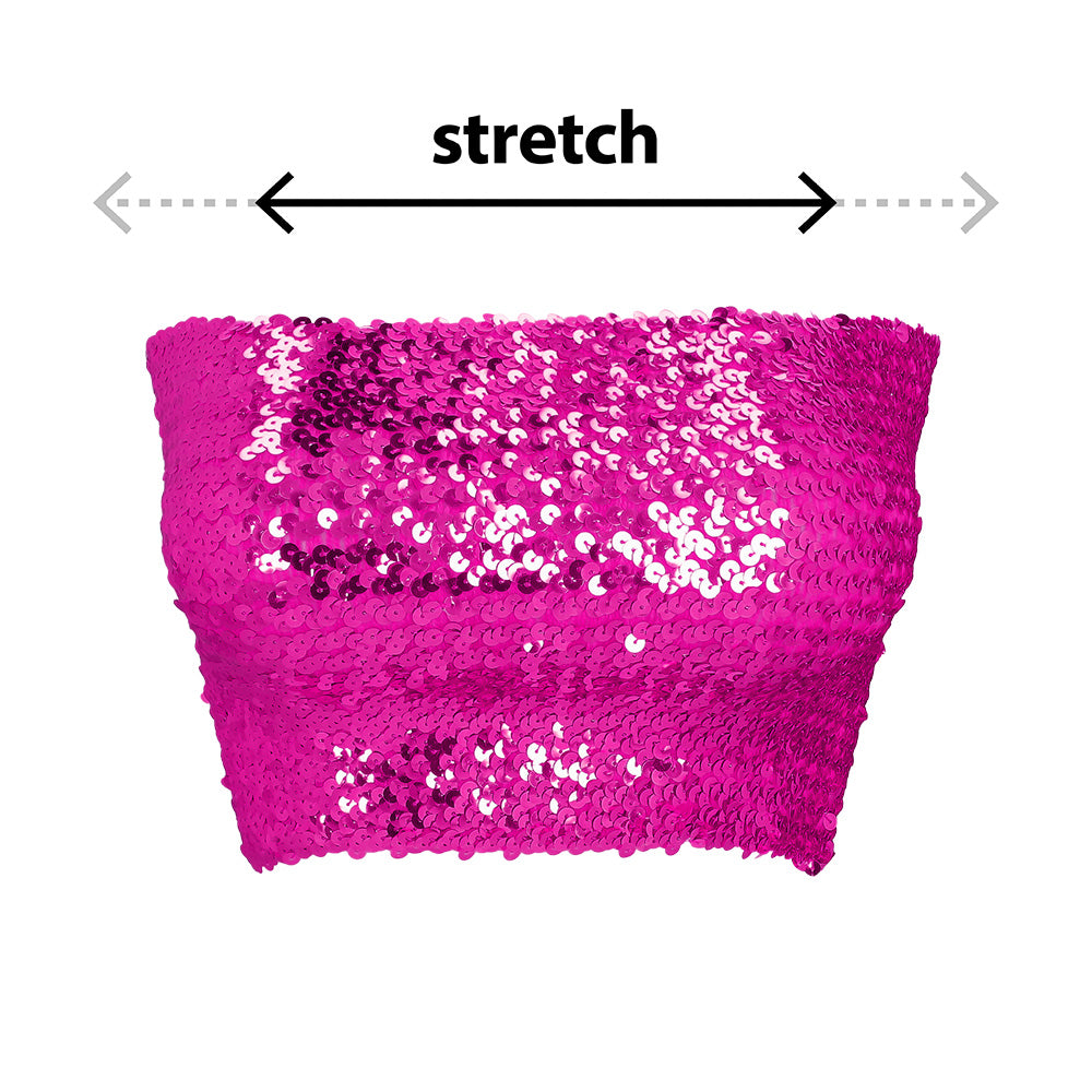 Top Paillettes Magenta Bustier Stretch - Accessoire Disco Party