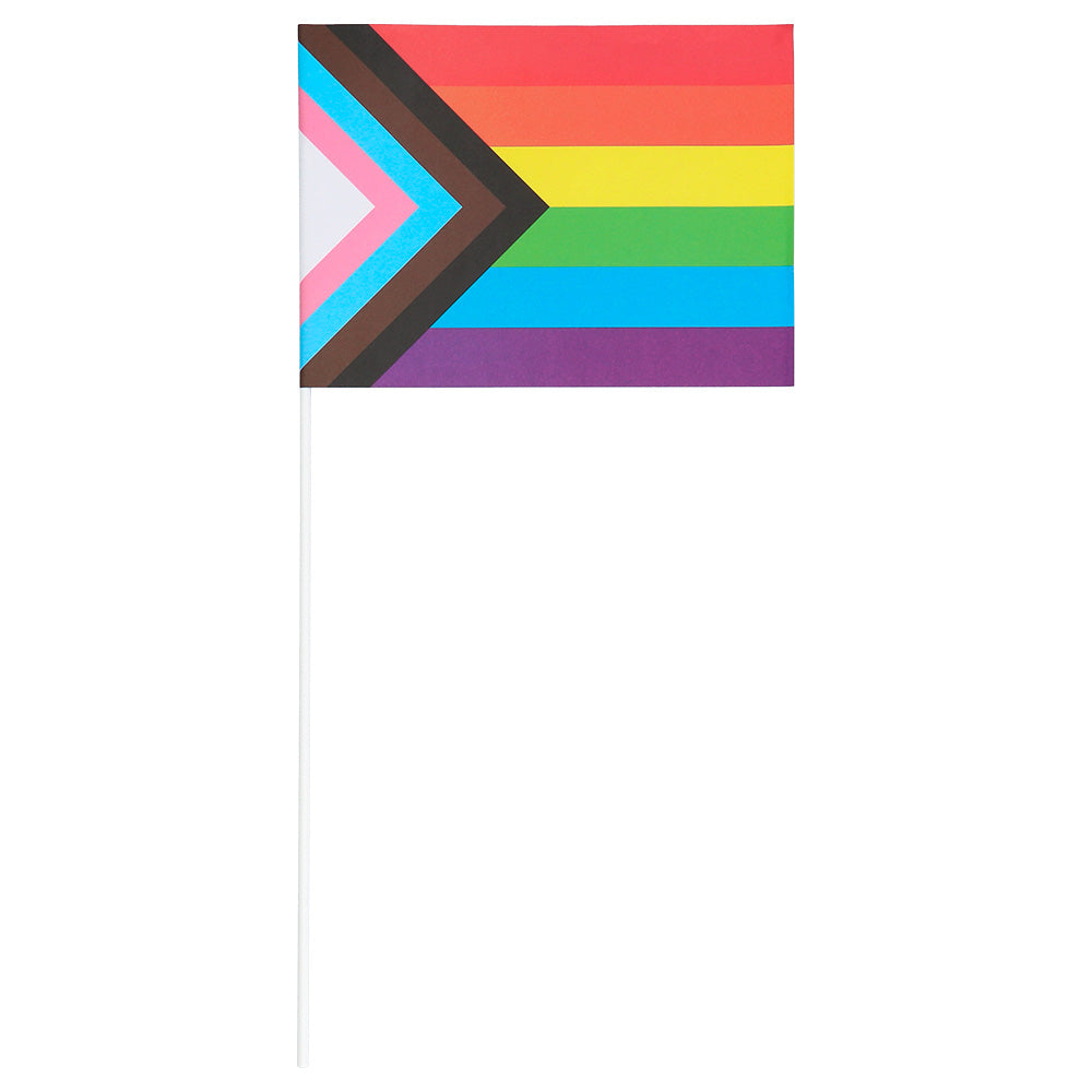 Drapeaux Arc-en-ciel Progrès Pride - Lot de 6 avec Bâtons