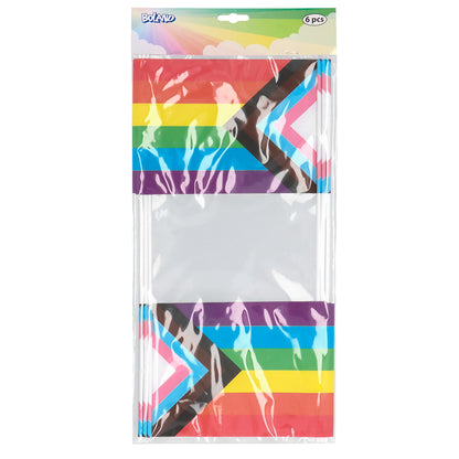 Drapeaux Arc-en-ciel Progrès Pride - Lot de 6 avec Bâtons