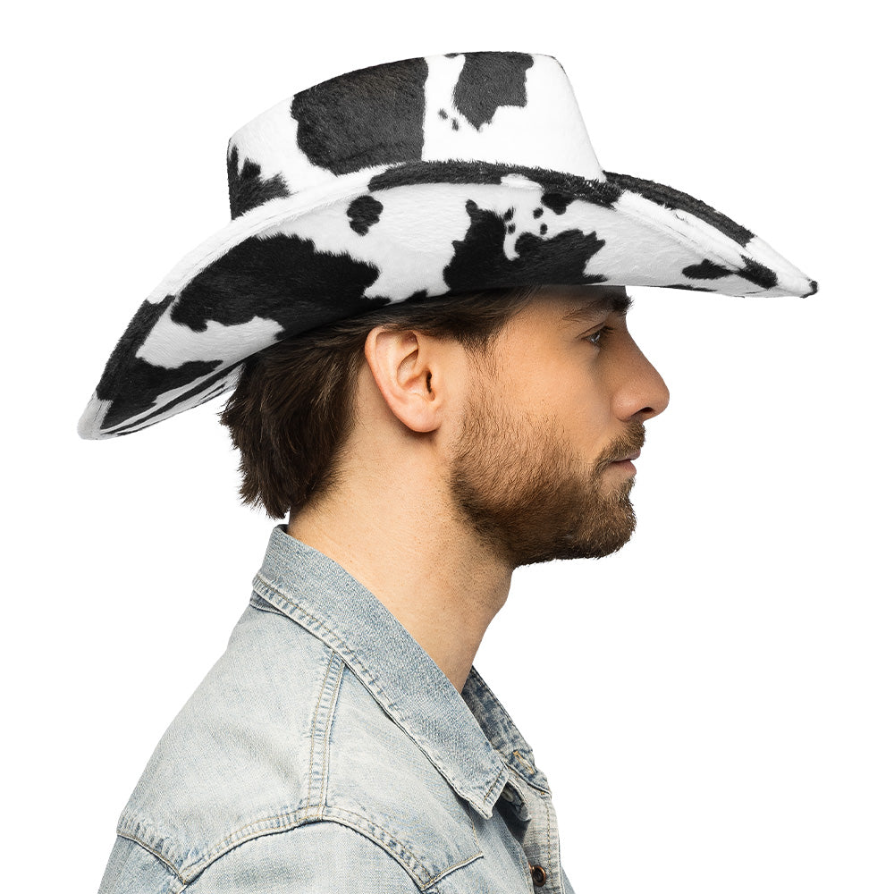 Chapeau Cowboy Motif Vache Velours - Accessoire Déguisement