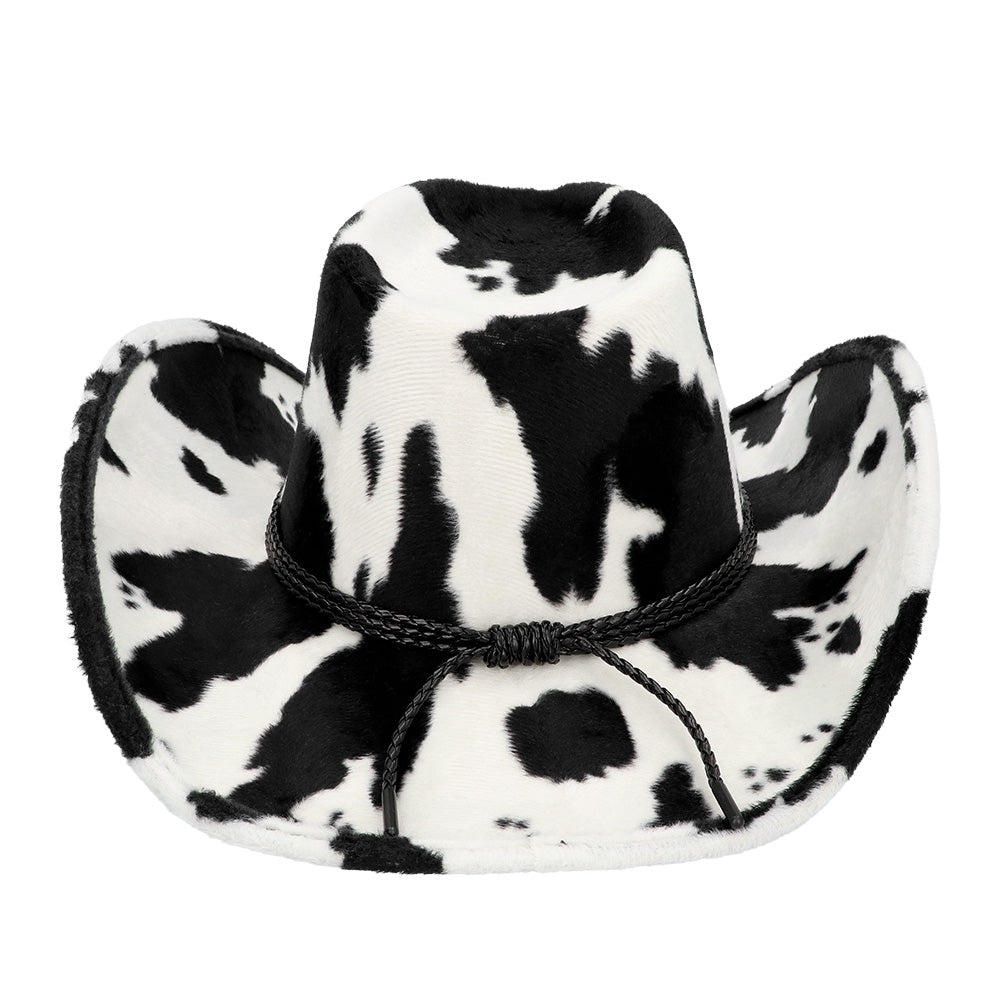 Chapeau Cowboy Motif Vache Velours - Accessoire Déguisement