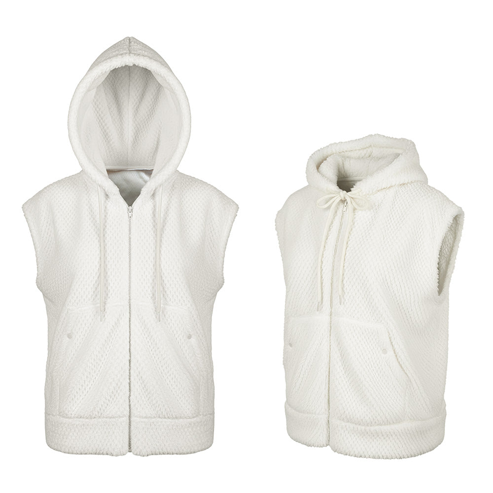 Gilet à Capuche Blanc Polaire Cosy Déguisement Fête