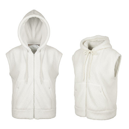 Gilet à Capuche Blanc Polaire Cosy Déguisement Fête
