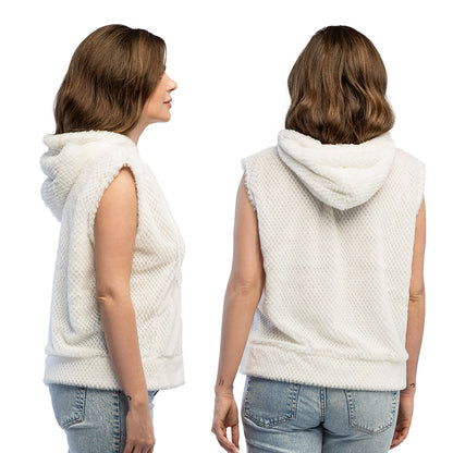 Gilet à Capuche Blanc Polaire Cosy Déguisement Fête