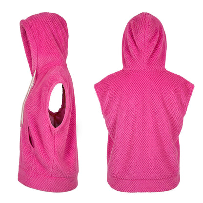 Gilet Capuche Fluo Rose UV Blacklight - Déguisement Raver