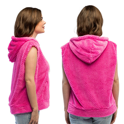 Gilet Capuche Fluo Rose UV Blacklight - Déguisement Raver