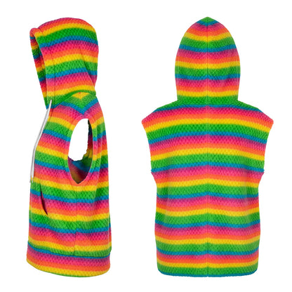 Gilet Fluffy Arc-en-Ciel UV Blacklight - Déguisement Festival