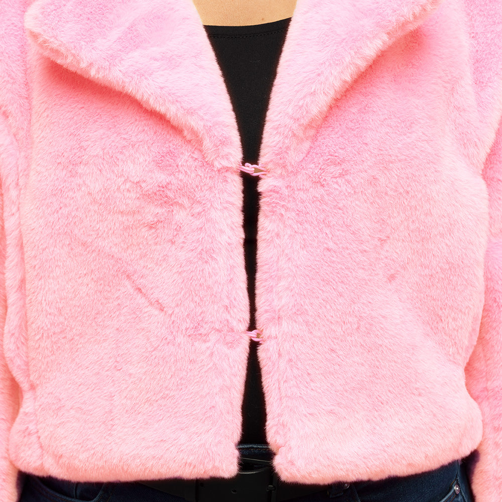Veste Fourrure Rose Luxe - Déguisement Chic Soirée