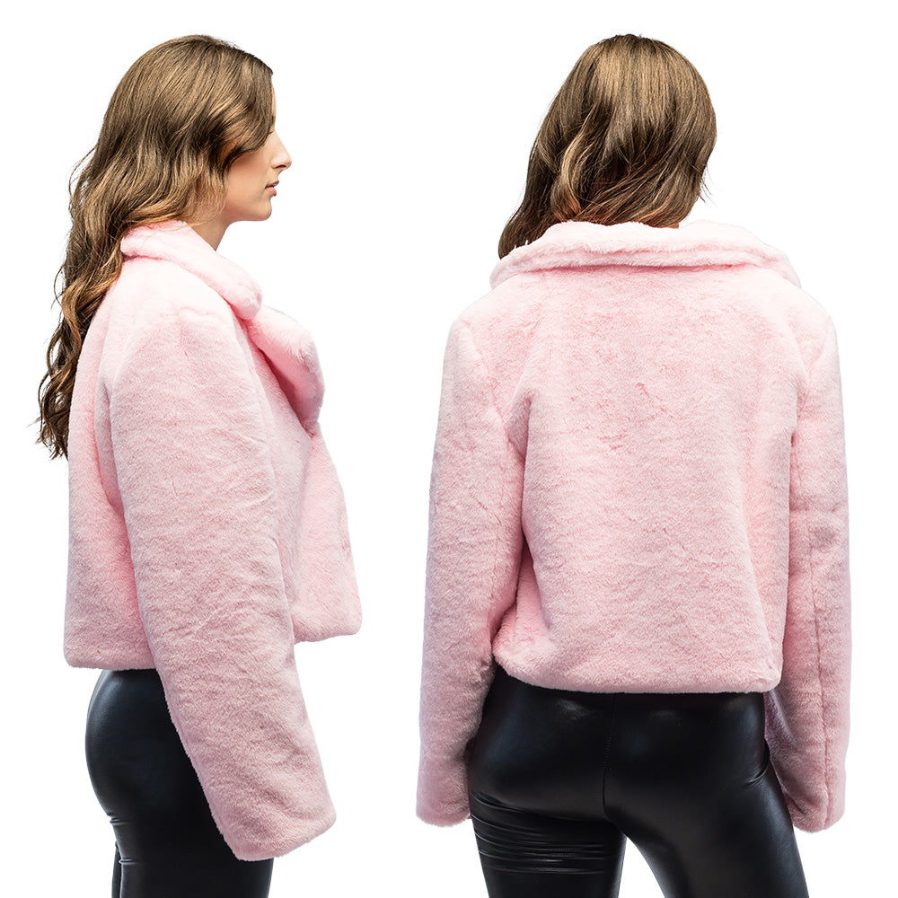 Veste Fourrure Rose Luxe - Déguisement Chic Soirée