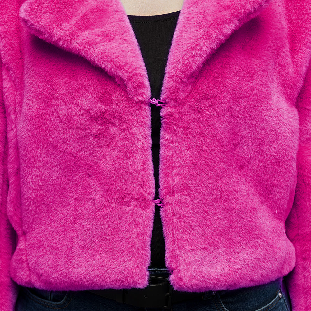 Veste Fourrure Synthétique Rose Fluo - Accessoire Fête et Costume