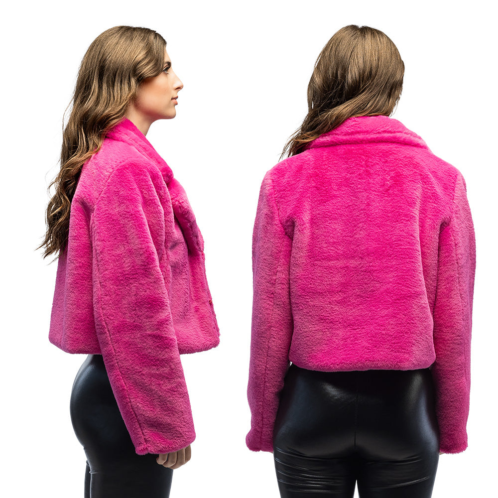 Veste Fourrure Synthétique Rose Fluo - Accessoire Fête et Costume