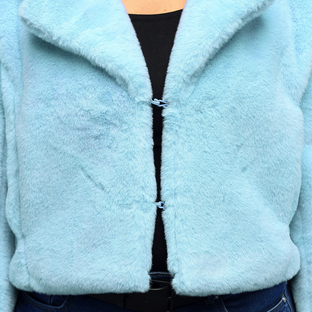 Veste Fausse Fourrure Bleu Ciel - Accessoire Déguisement Femme