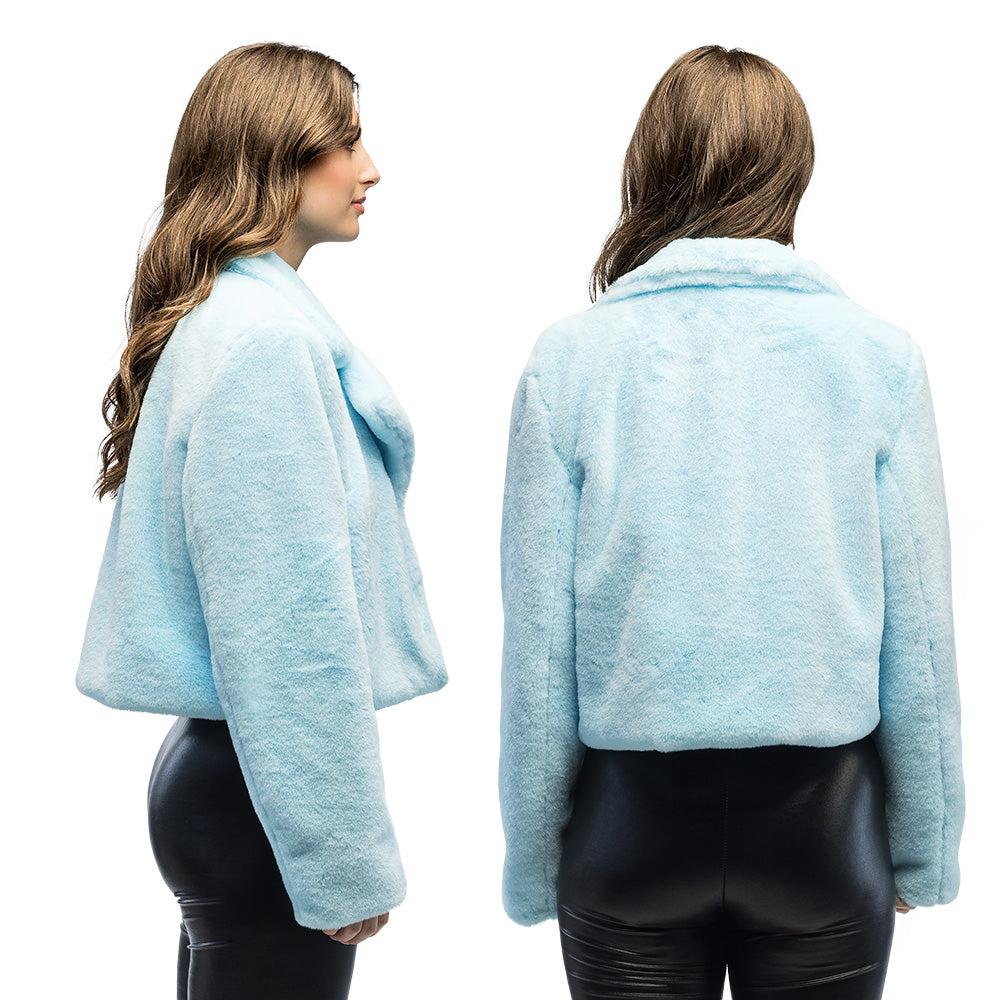Veste Fausse Fourrure Bleu Ciel - Accessoire Déguisement Femme