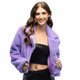 Veste Fourrure Violette Luxe - Accessoire Party Femme Chic