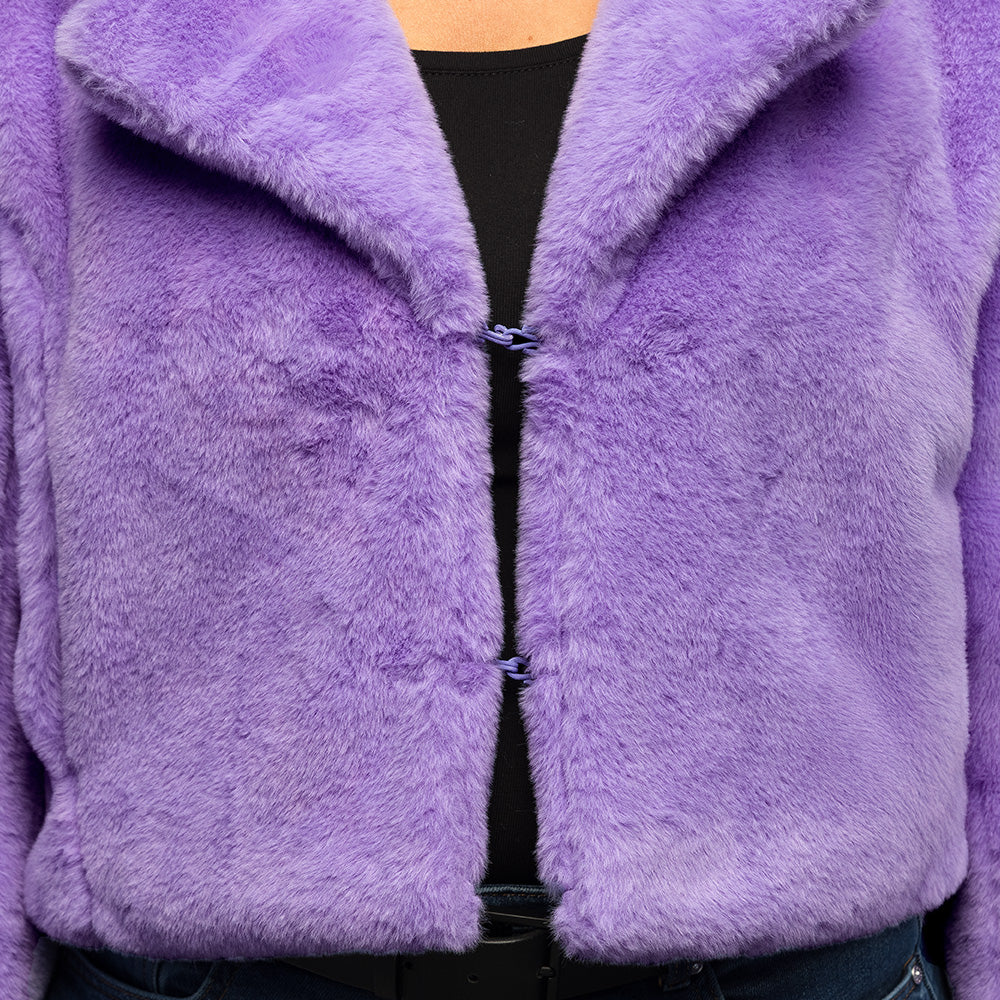 Veste Fourrure Violette Luxe - Accessoire Party Femme Chic