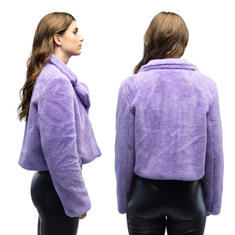 Veste Fourrure Violette Luxe - Accessoire Party Femme Chic