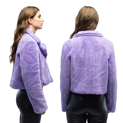 Veste Fourrure Violette Luxe - Accessoire Party Femme Chic