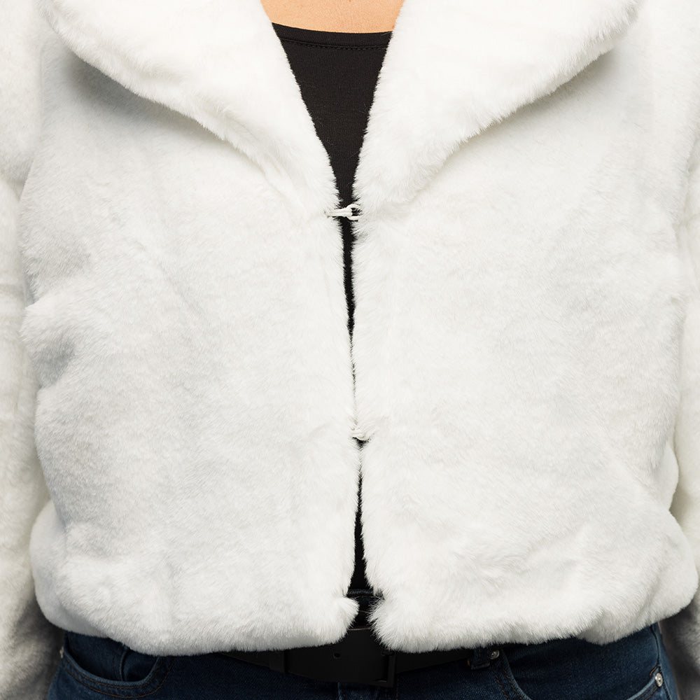 Veste Fourrure Blanche Courte Luxe - Accessoire Soirée