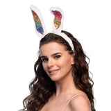Serre-tête Oreilles de Lapin Paillettes Arc-en-ciel