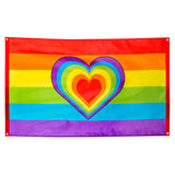 Drapeau Arc-en-ciel Cœur Pride - Bannière LGBT 90x150cm