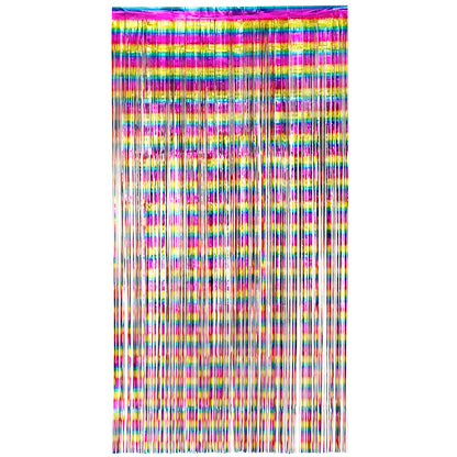Rideau Métallisé Arc-en-Ciel 200x100cm - Décoration Fête Iridescent