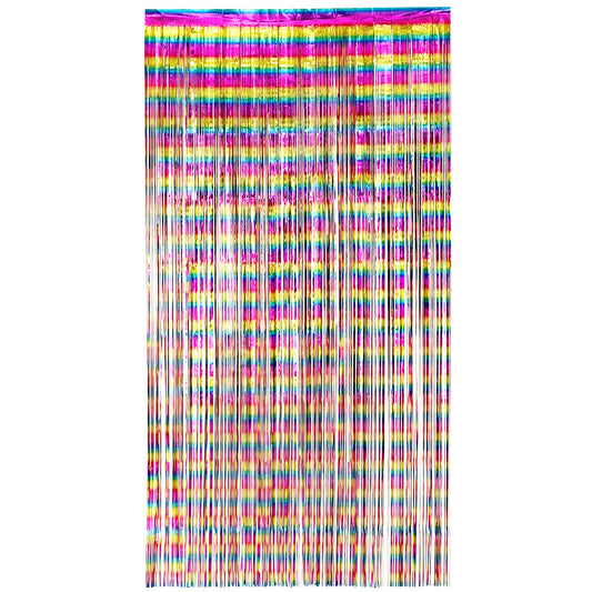 Rideau Métallisé Arc-en-Ciel 200x100cm - Décoration Fête Iridescent