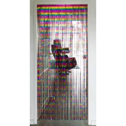 Rideau Métallisé Arc-en-Ciel 200x100cm - Décoration Fête Iridescent