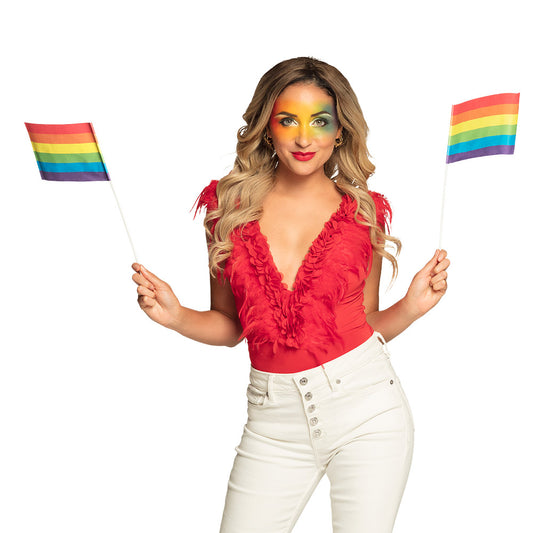 Drapeau Arc-en-Ciel Pride avec Maquillage - Déguisement Carnaval