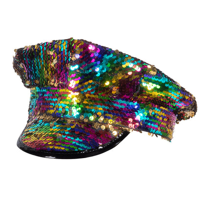 Casquette Sequins Réversibles Multicolores - Accessoire Fête Disco