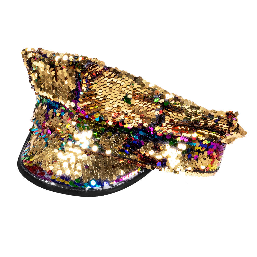 Casquette Sequins Réversibles Multicolores - Accessoire Fête Disco