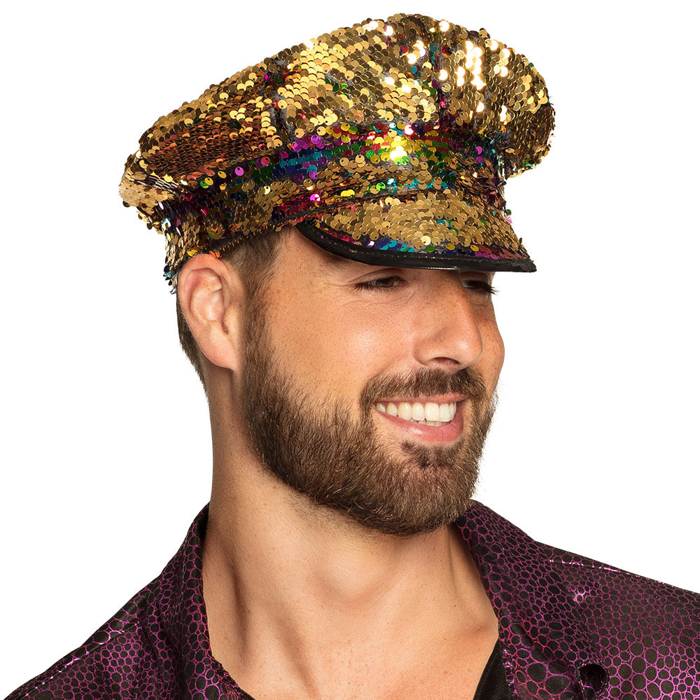 Casquette Sequins Réversibles Multicolores - Accessoire Fête Disco
