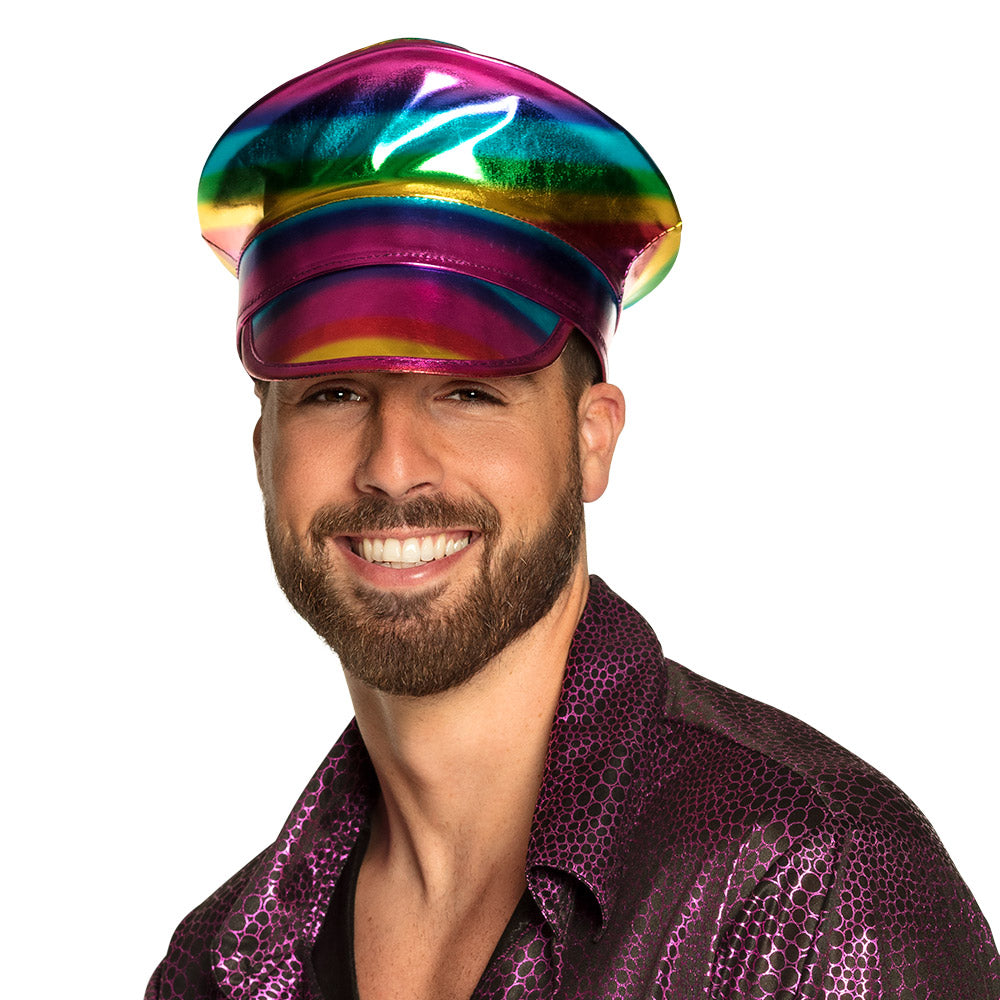 Casquette Arc-en-ciel Holographique Disco Party Brillante