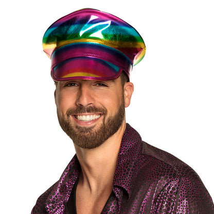 Casquette Arc-en-ciel Holographique Disco Party Brillante